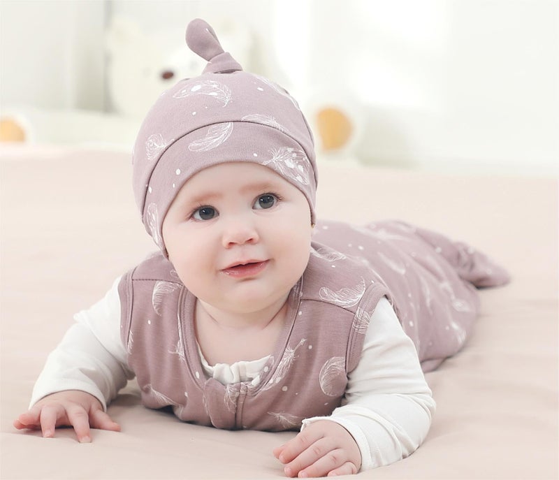 Owlivia Baby Organic Cotton 0.5 TOG Wearable Blanket-Light Sleeping Bag with 2-Way Zipper, Boys Girls Swaddle Transition Sleep Sack(0.5 TOG Feather Mauve, 12-18 Months) - Image 3